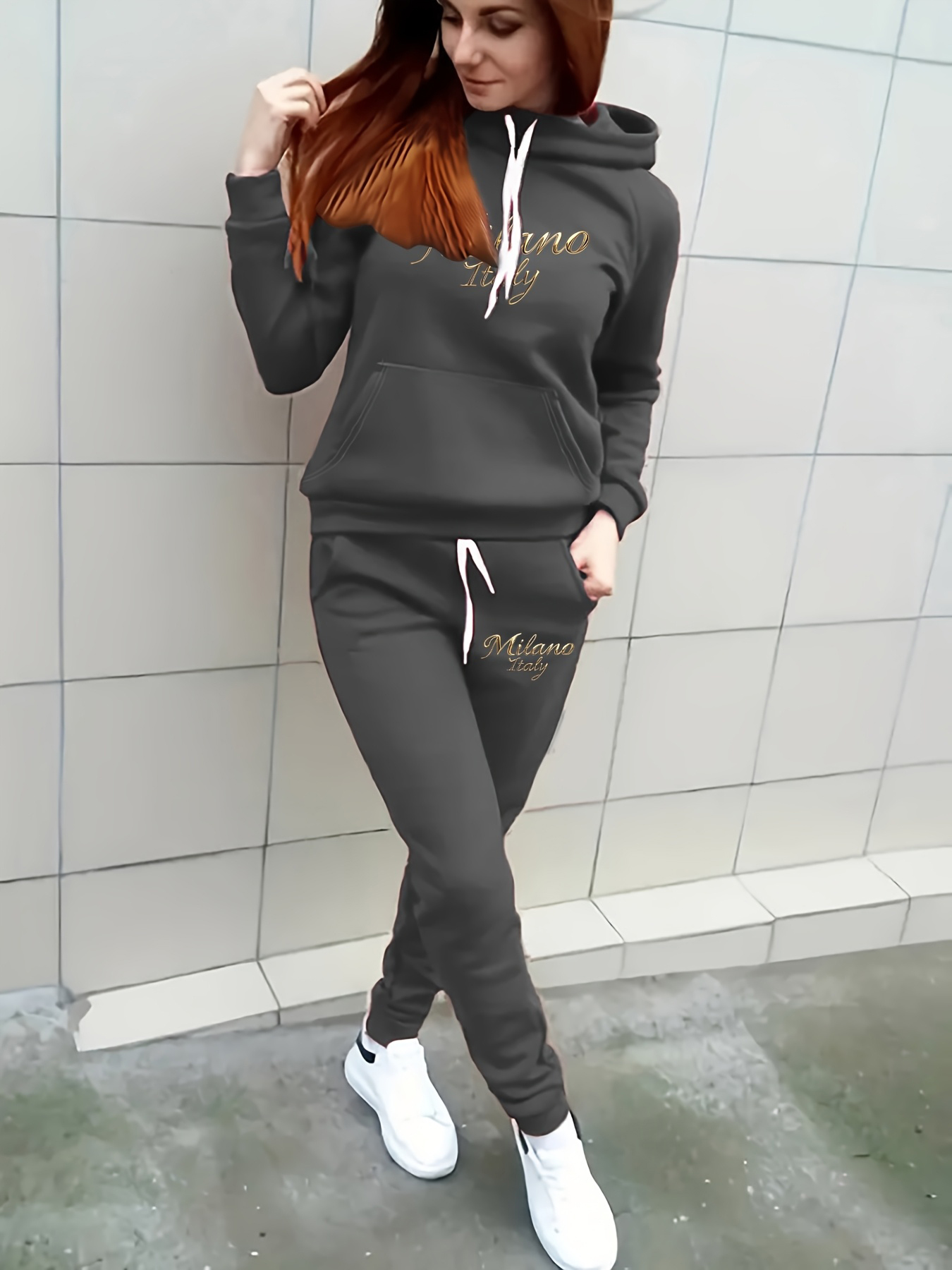Winter Clothing Essentials For Women - Jesienno-zimowy, ocieplany polarem, gruby komplet bluzy