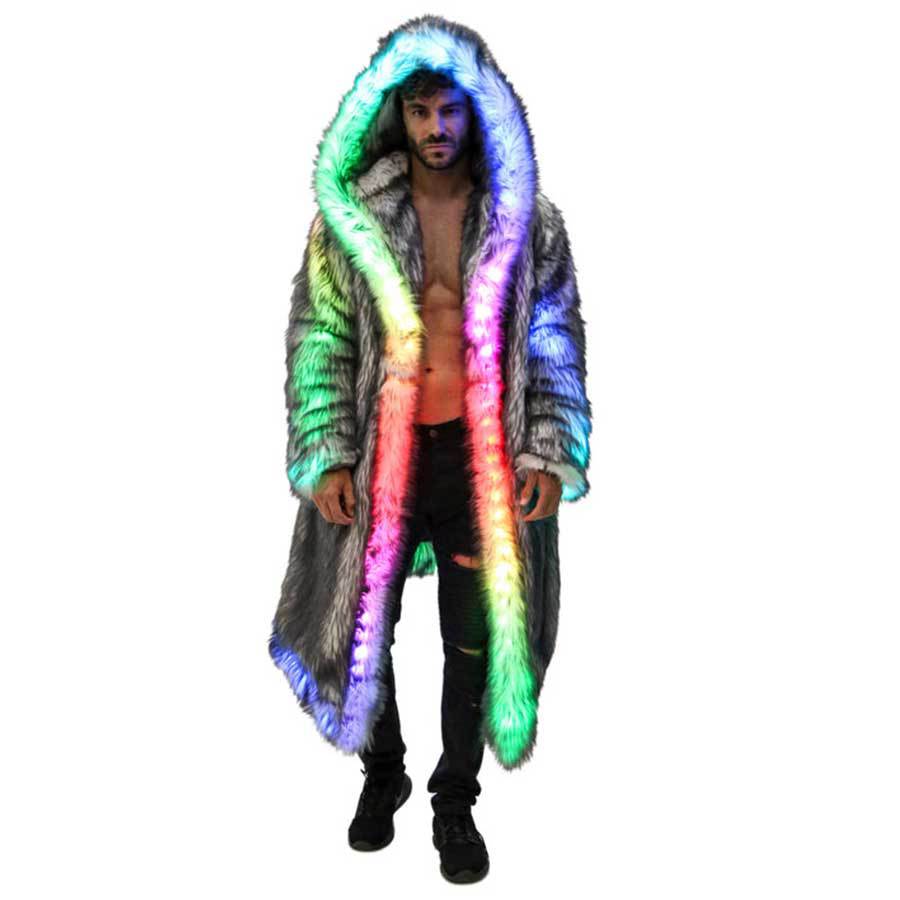 Winter Clothing Clearance - Męski płaszcz ze sztucznego futra z