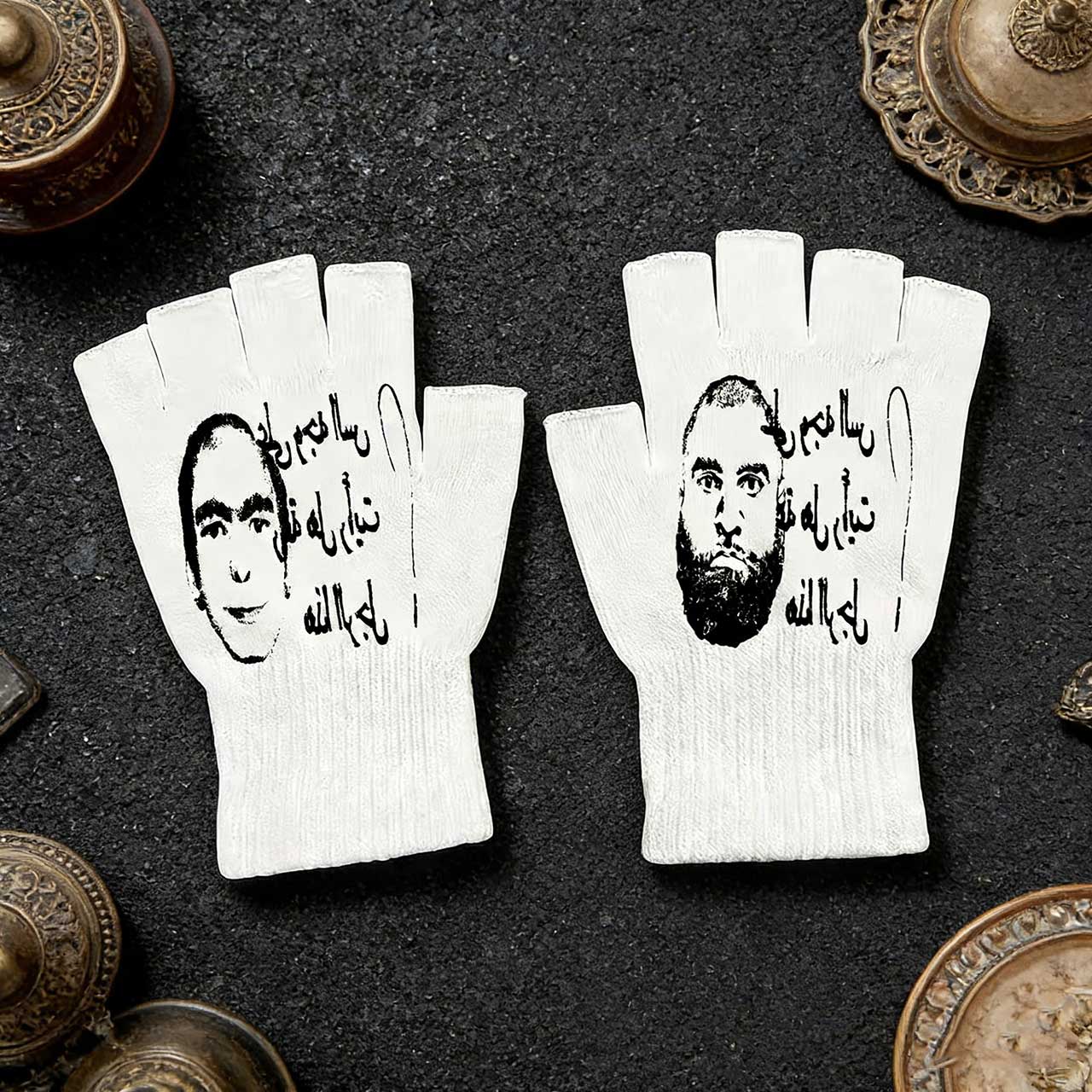 Knit Glove Touch Screen - Rękawiczki bez palców z nadrukiem w