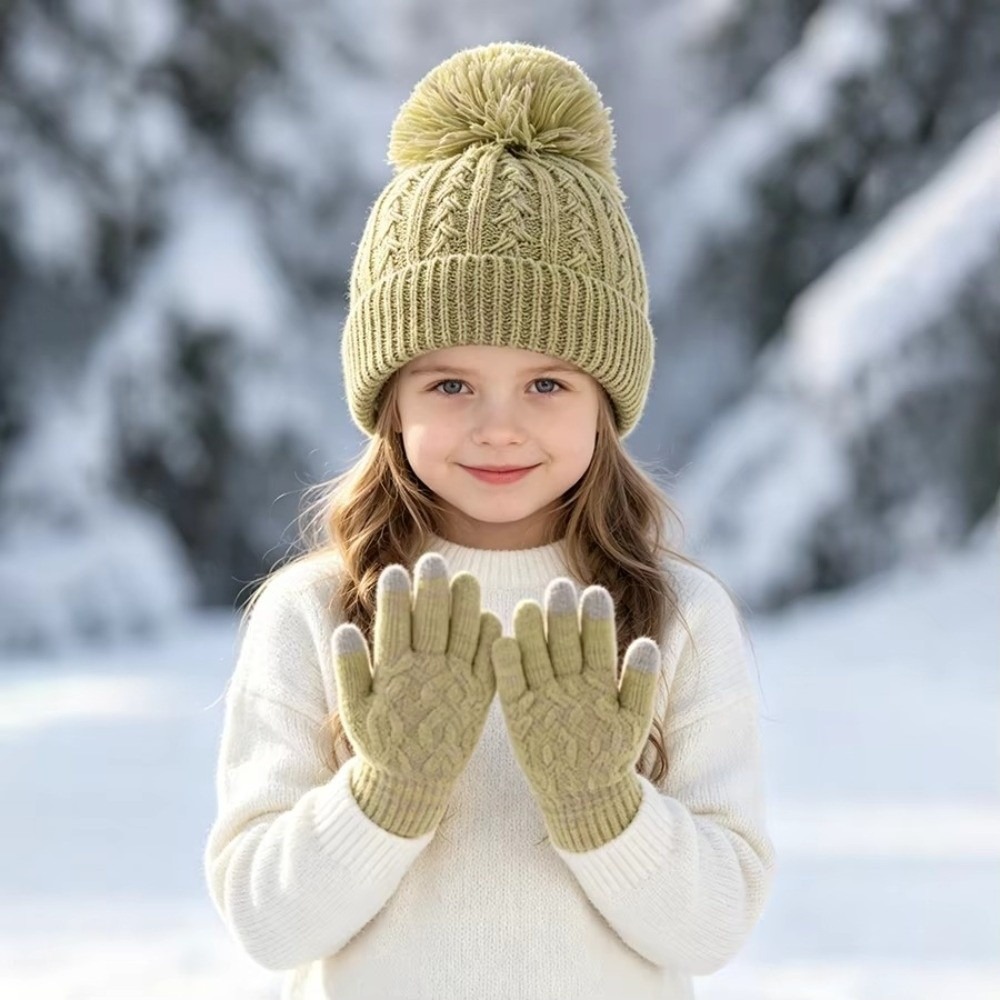 Knit Glove Touch Screen - 2 szt./zestaw Modny zimowy zestaw czapka